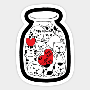 Cat doodles in bottle-valentines day Sticker